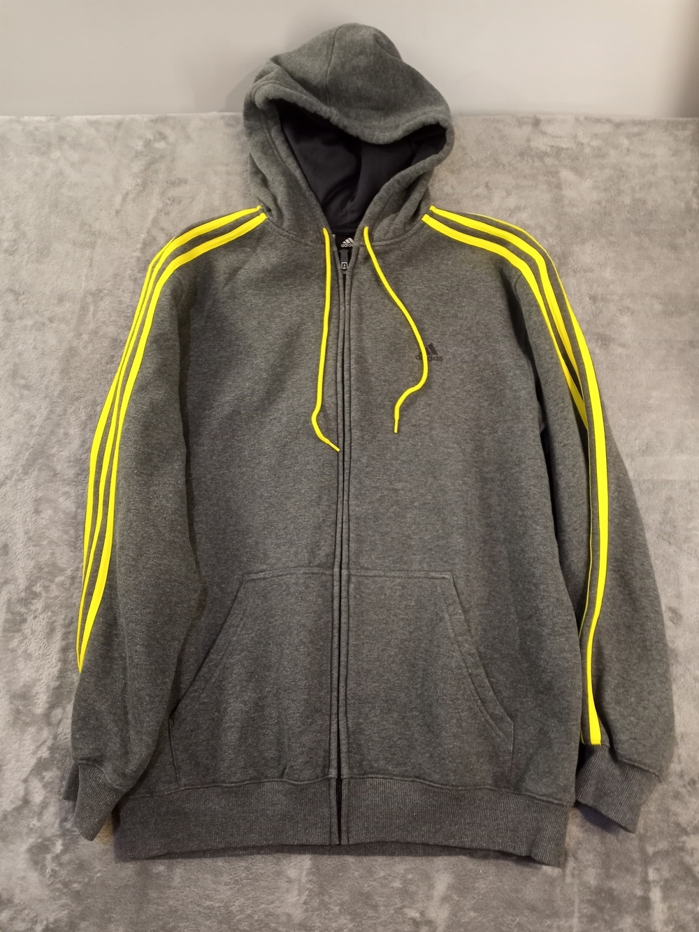 adidas Men's Gray & Yellow Full Zip Up Hoodie  Size Large
